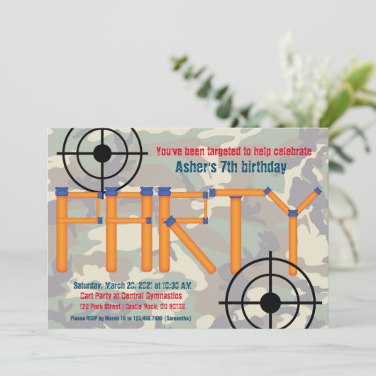 Dart Party verjaardagsuitnodiging Kaart (Staand voorkant)