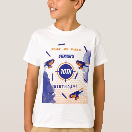 Dart Pistool Battle War Boys Verjaardagsfeest T-shirt (Voorkant)