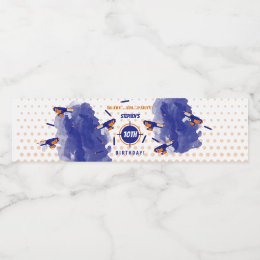 Dart Pistool Battle War Boys Verjaardagsfeest Waterfles Etiket (Enkel label)