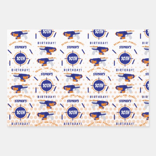 Dart Pistool Battle War Boys Verjaardagsjongen Naa Inpakpapier Vel (Voorkant 3)
