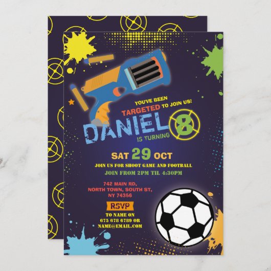 Dart Pistool Fun Aim Shoot Football Verjaardag Kaart (Voorkant / Achterkant)