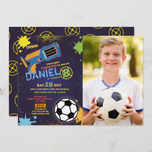 Dart Pistool Fun Aim Shoot Football Verjaardagsfot Kaart (Voorkant / Achterkant)