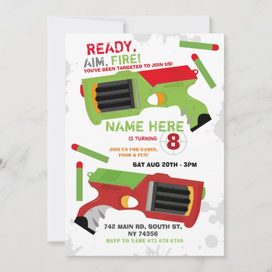 Dart Pistool Fun Aim Shoot Party Birthday Kaart (Voorkant)