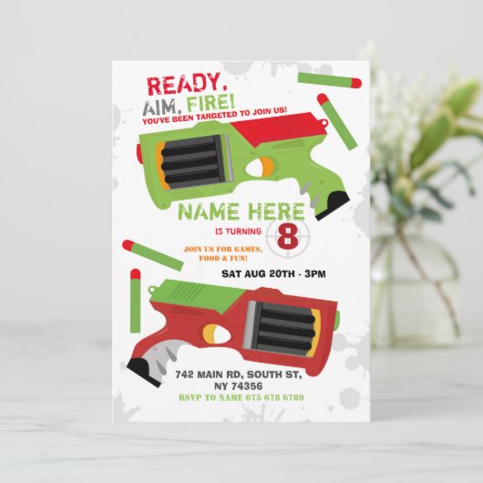 Dart Pistool Fun Aim Shoot Party Birthday Kaart (Staand voorkant)