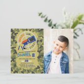 Dart Pistool Leuk Aim Foto Camo Verjaardagsuitnodi Kaart (Staand voorkant)