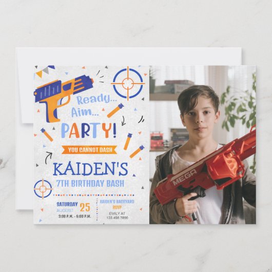 Dart Pistool Party Verjaardagsfoto Kaart (Voorkant)