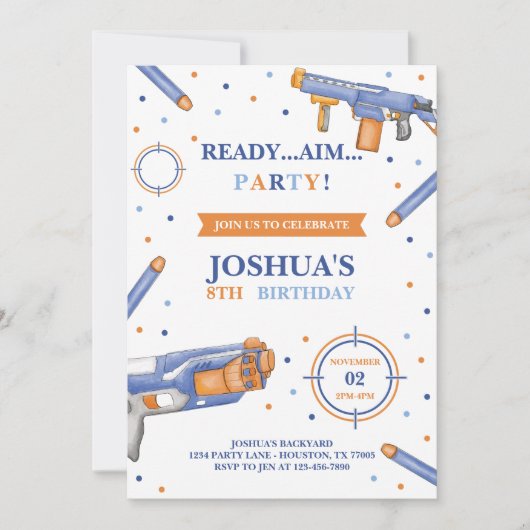 Dart Pistool Verjaardag Kaart (Voorkant)