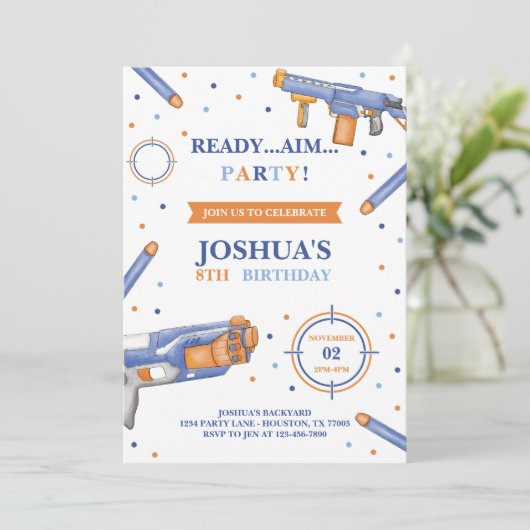 Dart Pistool Verjaardag Kaart (Staand voorkant)