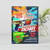 Dart pistool verjaardagsuitnodiging, Dart pistool Kaart (Staand voorkant)