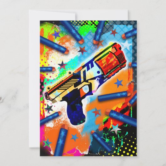Dart pistool verjaardagsuitnodiging, Dart pistool Kaart (Achterkant)