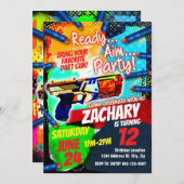 Dart pistool verjaardagsuitnodiging, Dart pistool Kaart (Voorkant / Achterkant)