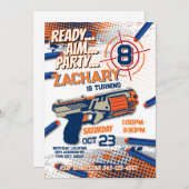 Dart pistool verjaardagsuitnodiging kaart (Voorkant / Achterkant)