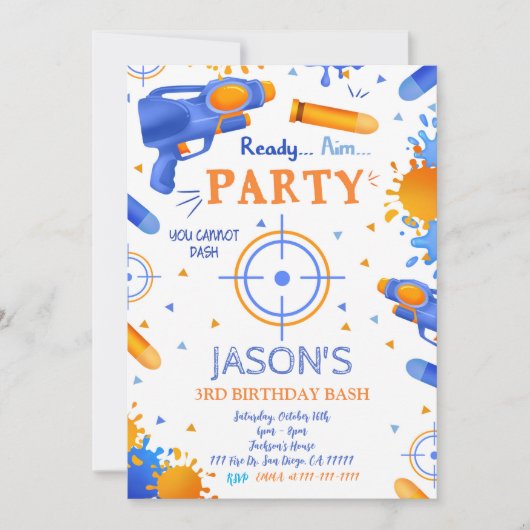 Dart Pistool Verjaardagsuitnodigingen Kaart (Voorkant)