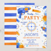 Dart Pistool Verjaardagsuitnodigingen Kaart (Voorkant / Achterkant)