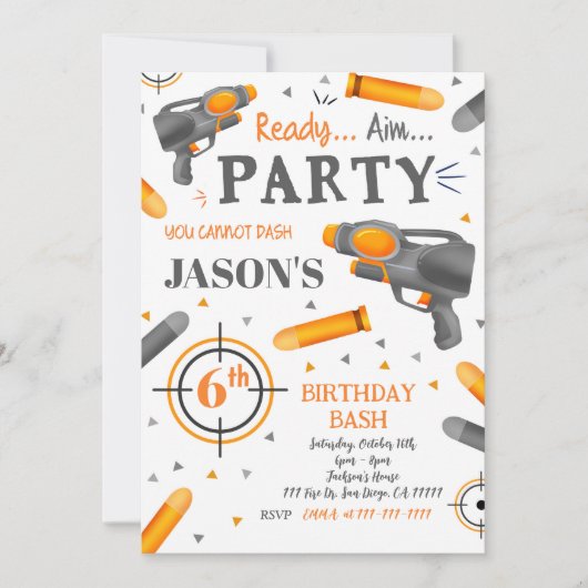 Dart Pistool Verjaardagsuitnodigingen Kaart (Voorkant)