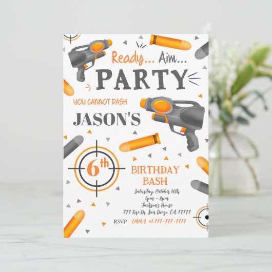 Dart Pistool Verjaardagsuitnodigingen Kaart (Staand voorkant)
