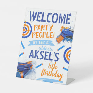 Dart Pistool WelkomstPoster   Dart Party Reclamebord Met Voetstuk