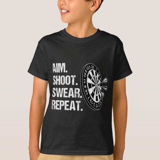 Dart Player Aim Shoot Swear Herhaal Funny Darts Pl T-shirt (Voorkant)