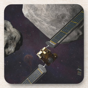 DART-ruimteschip en de Liciacube vóór de botsing Bier Onderzetter