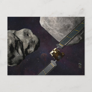 DART-ruimteschip en de Liciacube vóór de botsing Briefkaart