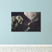 DART-ruimteschip en de Liciacube vóór de botsing Canvas Afdruk (Insitu (Houten vloer))