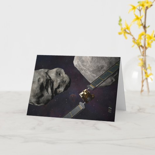 DART-ruimteschip en de Liciacube vóór de botsing Kaart (Gele Bloem)