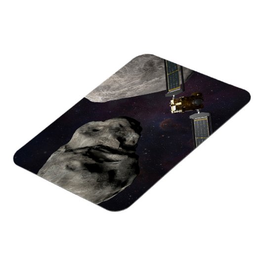 DART-ruimteschip en de Liciacube vóór de botsing Magneet (Linkerzijde)