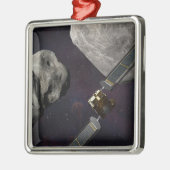DART-ruimteschip en de Liciacube vóór de botsing Metalen Ornament (Links)
