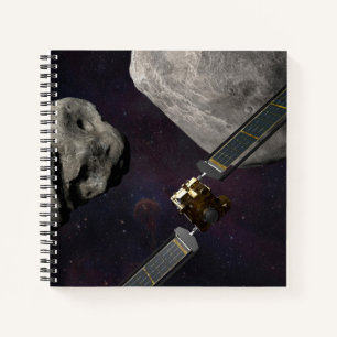 DART-ruimteschip en de Liciacube vóór de botsing Notitieboek