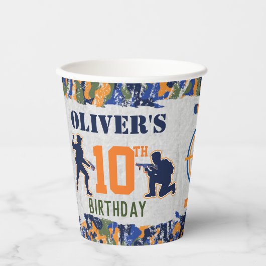 Dart Soldaten Camo Militaire Dag Partij Papieren Bekers (Voorkant)