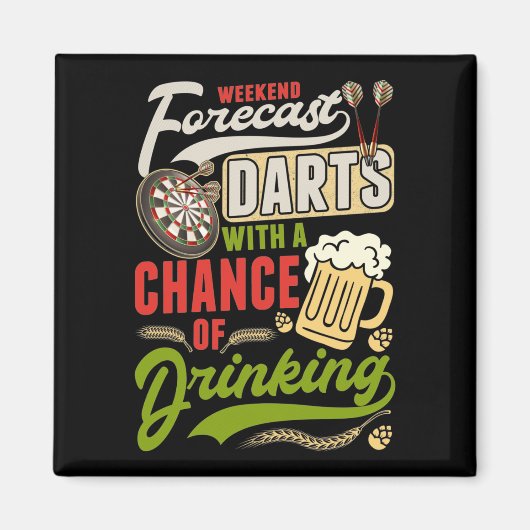 Dart Throwing Dartboard 180 Darts and Beer Magneet (Voorkant)