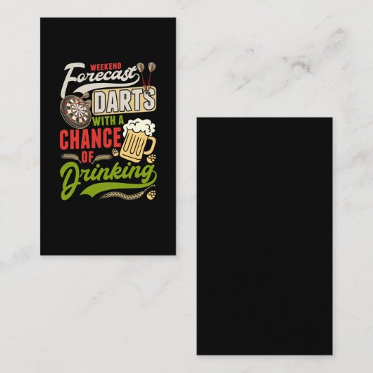 Dart Throwing Dartboard 180 Darts and Beer Visitekaartje (Voorkant / Achterkant)