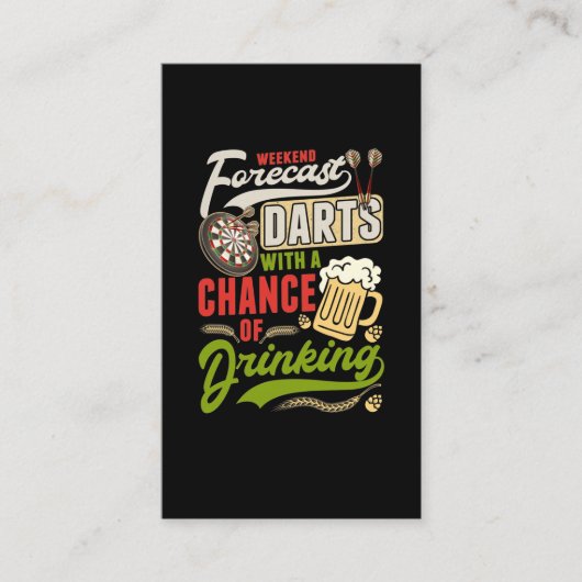 Dart Throwing Dartboard 180 Darts and Beer Visitekaartje (Voorkant)
