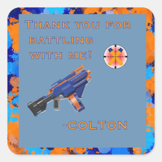 Dart War Party Sticker! Bedankt! Vierkante Sticker