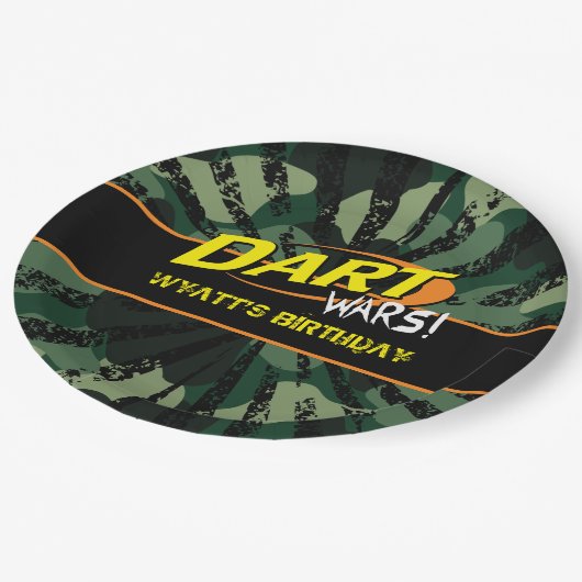Dart Wars, Camo, Birthday Bord van 9 inch (Gekanteld)
