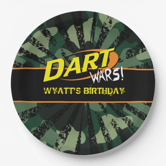 Dart Wars, Camo, Birthday Bord van 9 inch (Voorkant)