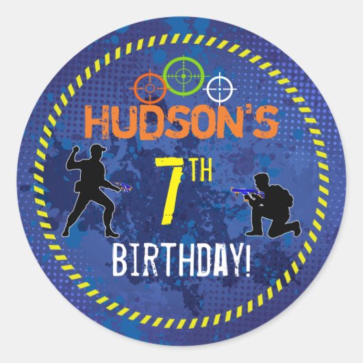 Dart Wars Party Dart Pistool Verjaardag Ronde Sticker (Voorkant)