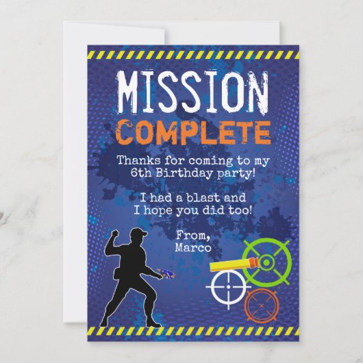 Dart Wars Verjaardagsfeest Dank je kaart (Voorkant)