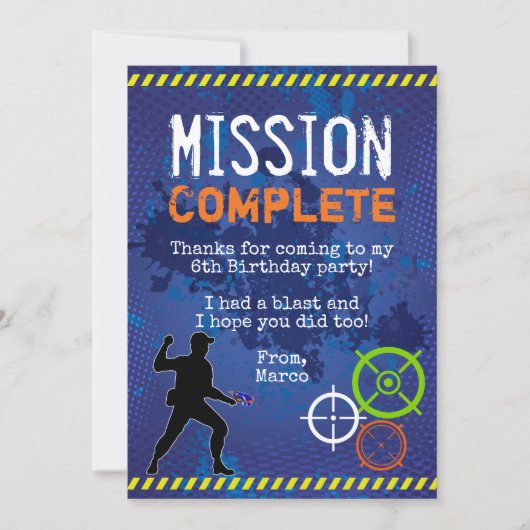 Dart Wars Verjaardagsfeest Dankjewel Card Kaart (Voorkant)