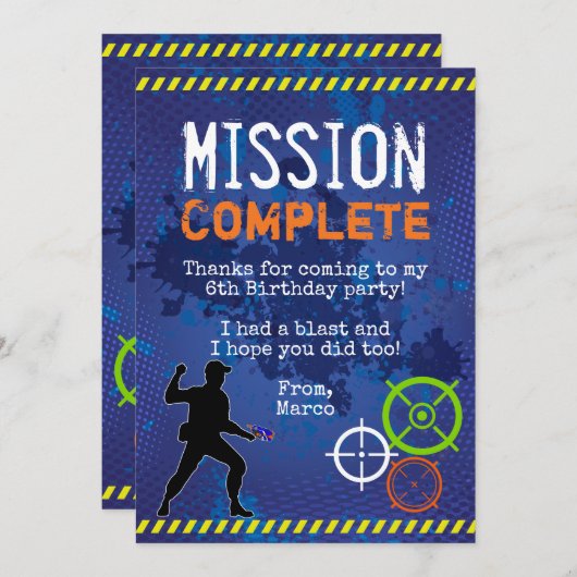 Dart Wars Verjaardagsfeest Dankjewel Card Kaart (Voorkant / Achterkant)