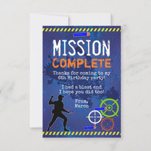 Dart Wars Verjaardagsfeest Dankjewel Card Kaart (Voorkant)