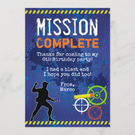 Dart Wars Verjaardagsfeestje Dank je kaart