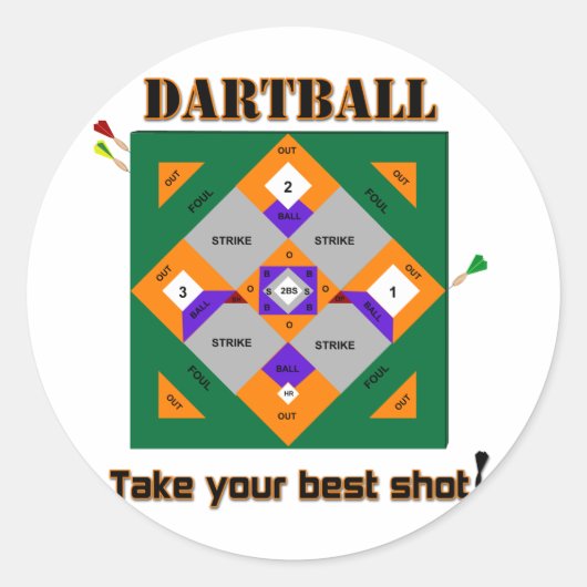 Dartball Ronde Sticker (Voorkant)