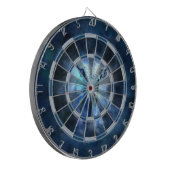 DARTBOARD BLAUW WITTE HUID EN KLEUTEN EN BULL DARTBORD (Voorkant Links)