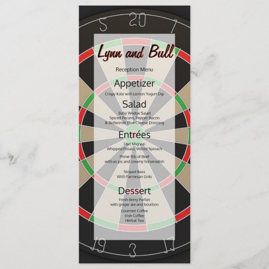 Dartboard bruiloft Menu (Voorkant)