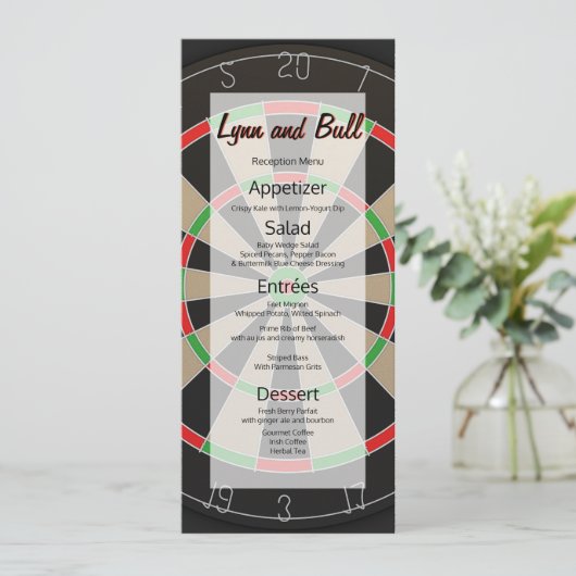 Dartboard bruiloft Menu (Staand voorkant)
