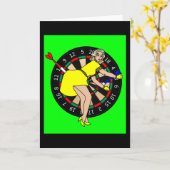 Dartboard Dart Speler Met Dartpijlen Kaart (Gele Bloem)
