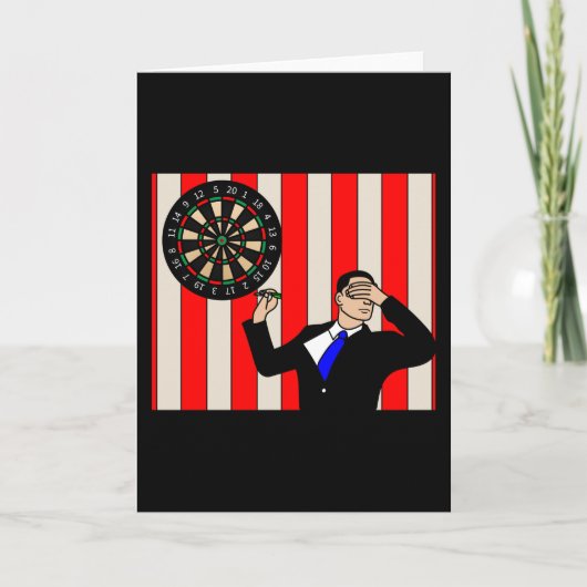 Dartboard Dart Speler Met Dartpijlen Kaart (Voorkant)