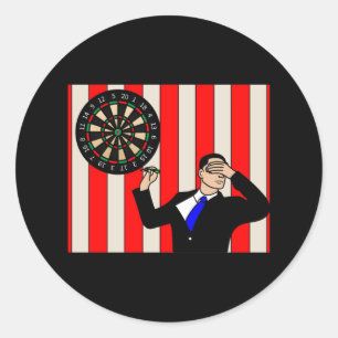 Dartboard Dart Speler Met Dartpijlen Ronde Sticker