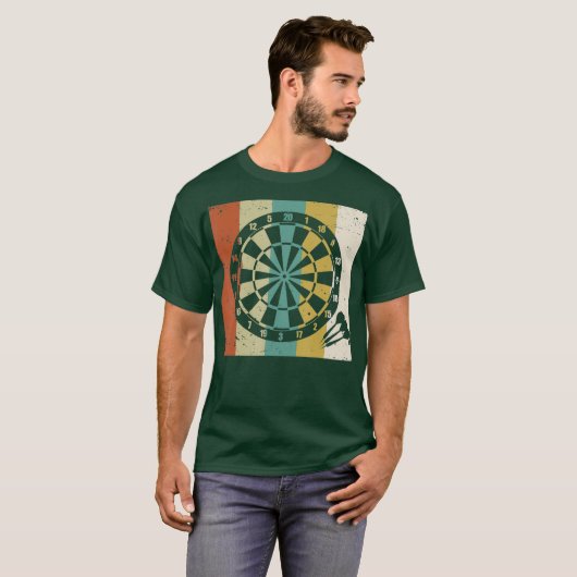 Dartboard Darts Gooi Retro T-shirt (Voorkant volledig)